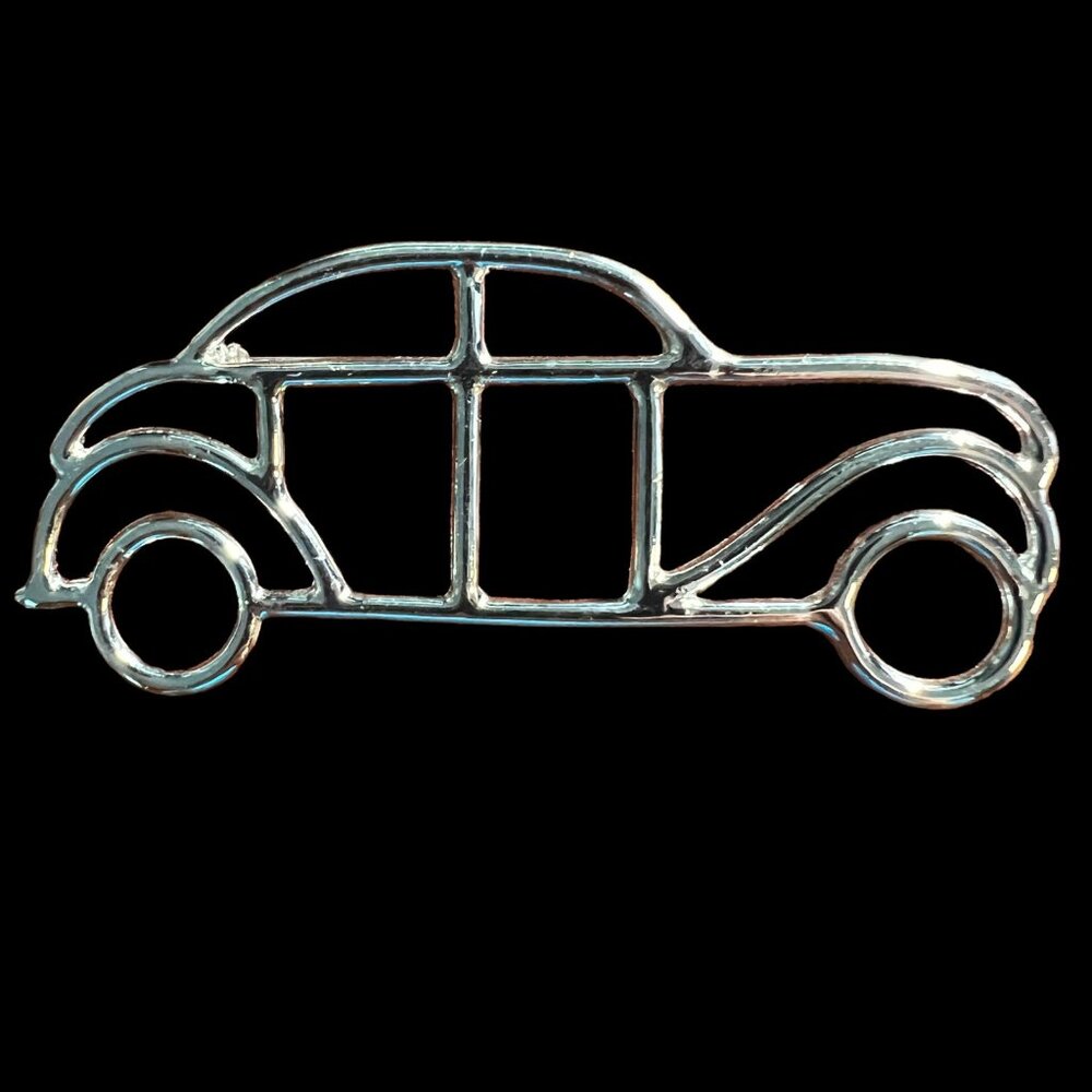 Volkswagen Car Brooch Silver Tone Vintage Bug Pin‎